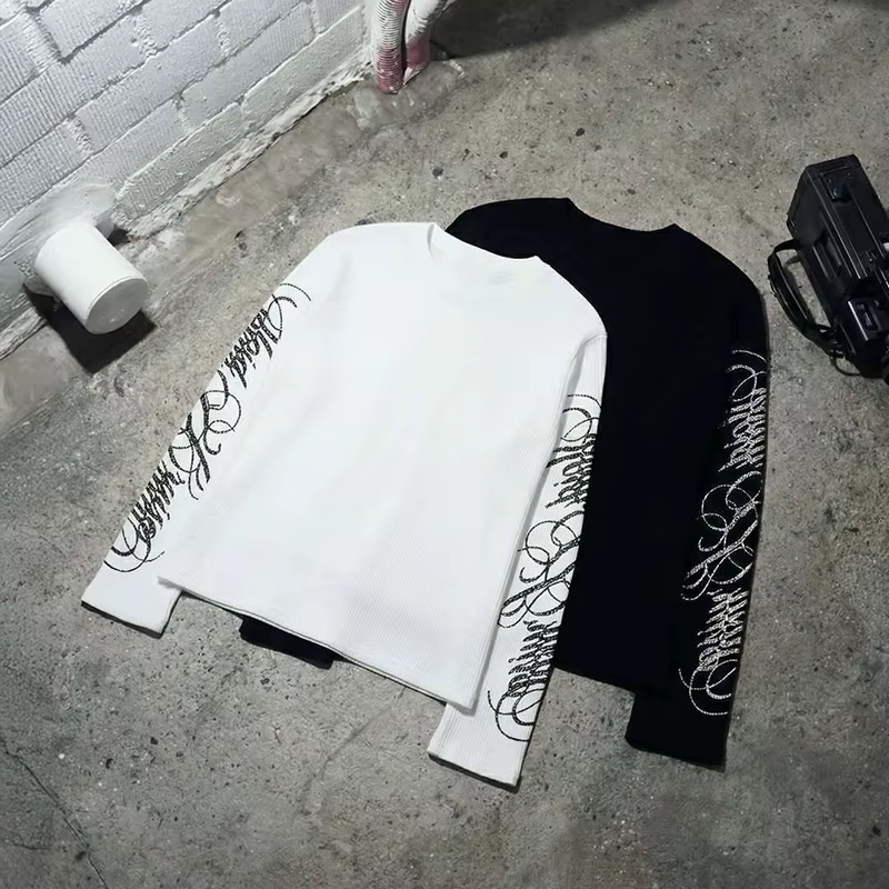 T-shirt à manches longues personnalisé style INS pour hommes et femmes