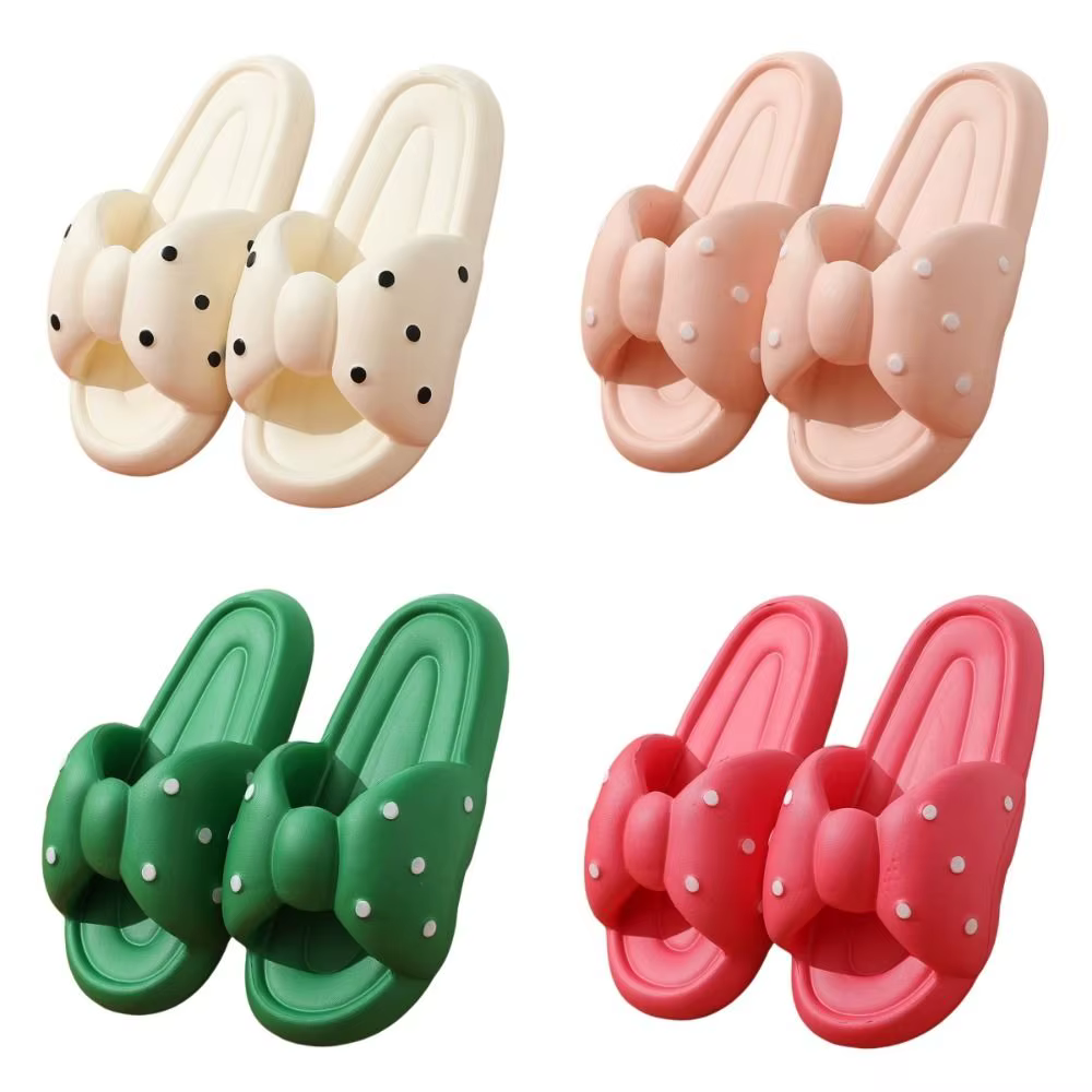 Pantoufles coulissantes confortables à pois pour femmes