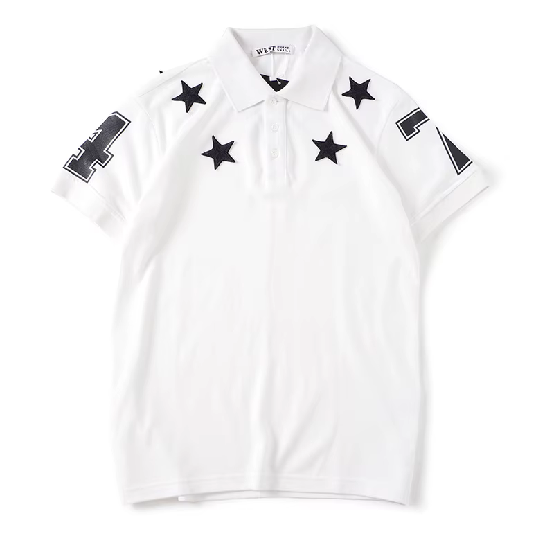 Haut nouveau hommes luxe 2021 classique brodé PU cuir étoile 74 polos chemise Hip Hop Skateboard coton Polo Top M-2XL # D177