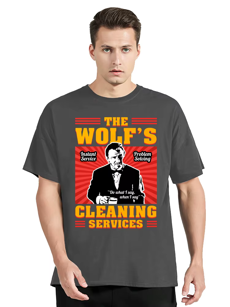Film Pulp Fiction le loup Vintage T-Shirt vêtements pour hommes surdimensionné