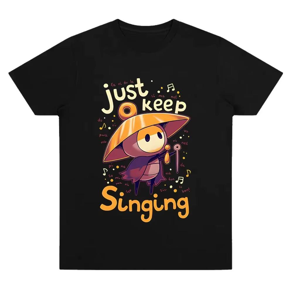 T-shirt Sherma « Just Keep Singing » Hollow Knight Silksong avec motif de dessin animé