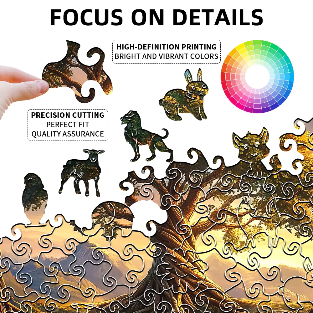 Puzzle en bois de rivière cascade arbre de vie pour adultes | Jeu familial créatif irrégulier de forme unique –