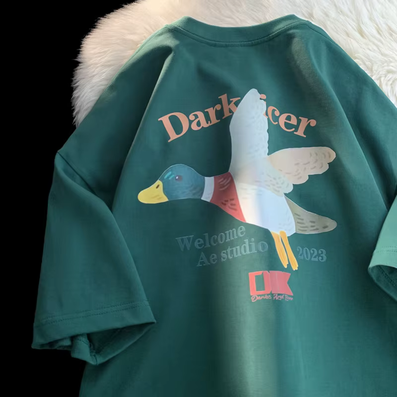 T-shirts d'été à col rond avec motif de canard de dessin animé pour hommes
