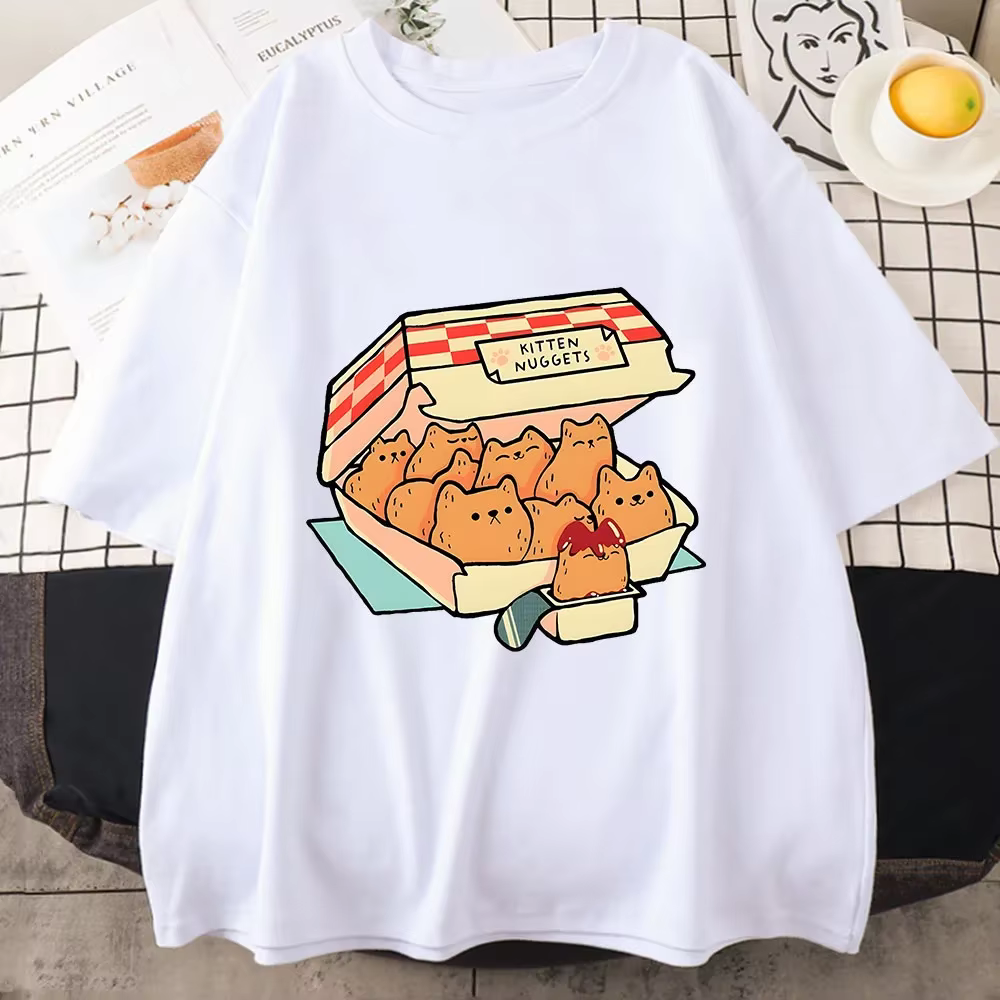 Chaton pépites heureux T-Shirts femmes Kawaii/mignon haute rue