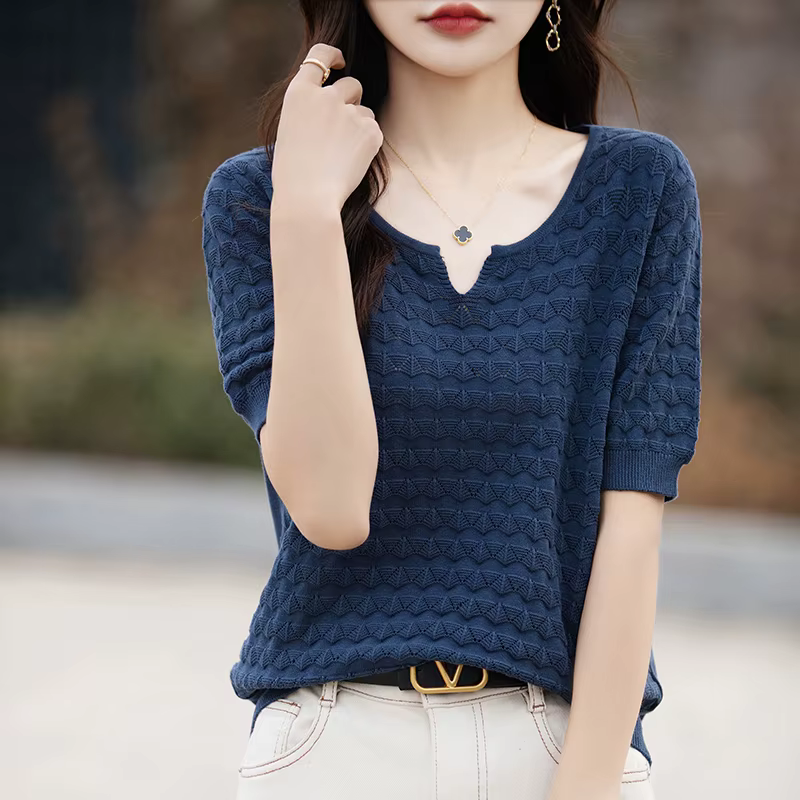 T-shirt en pur coton à manches courtes pour femmes