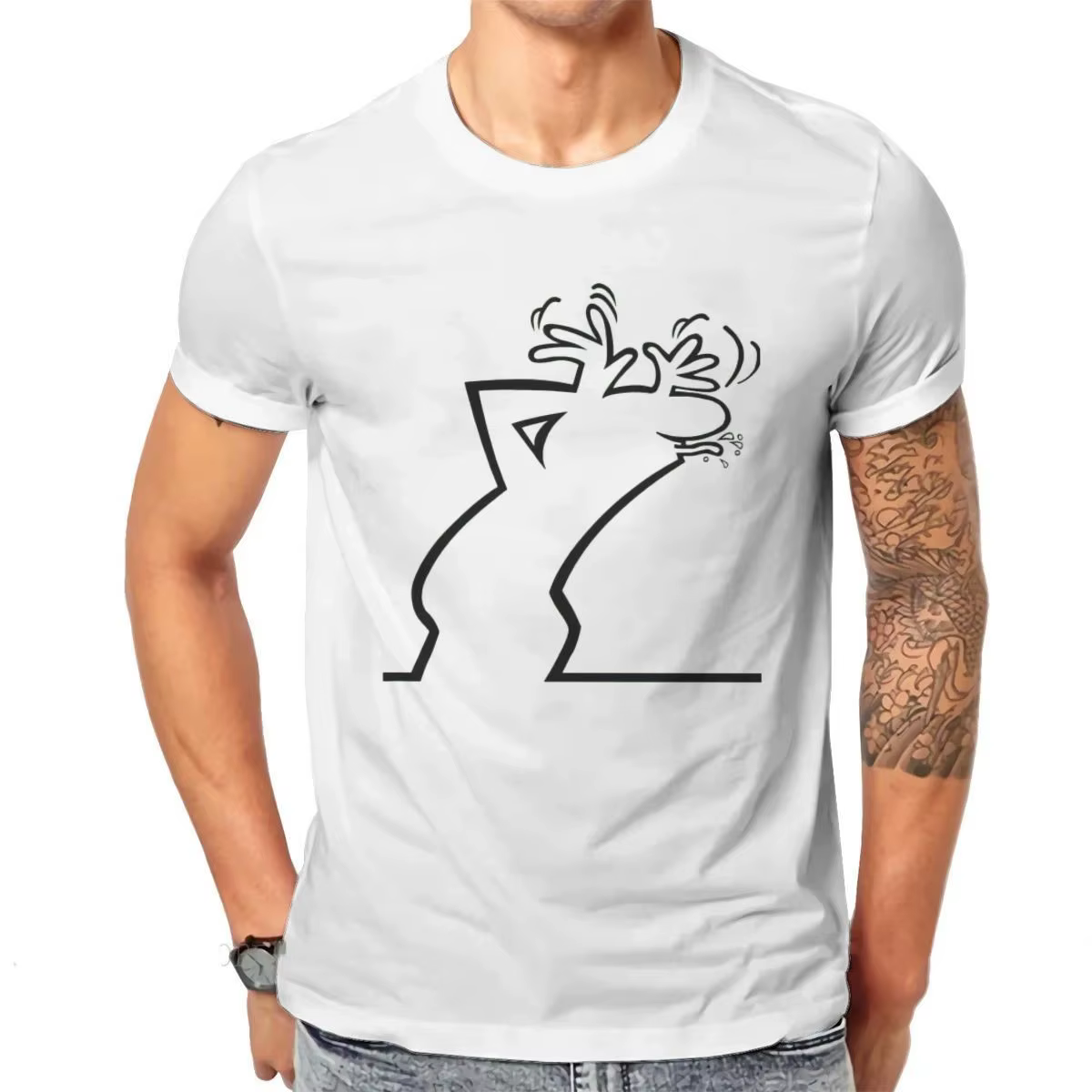 La Linea The Line Osvaldo Cavandoli TV haut homme mode heureuse T-shirt été rue col rond décontracté Camisetas