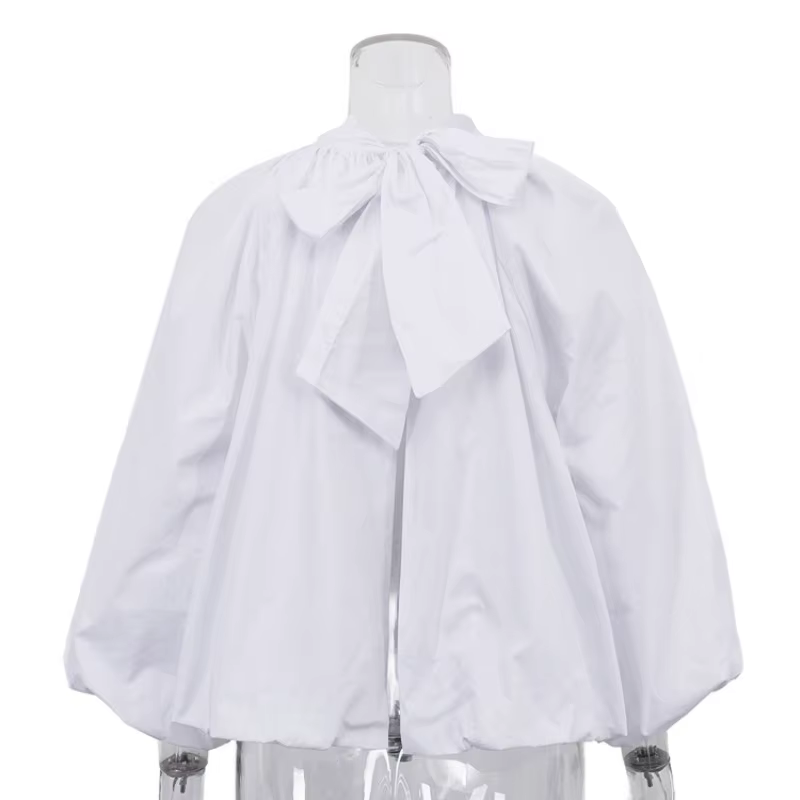 Chemisier blanc à manches bouffantes style français pour femme