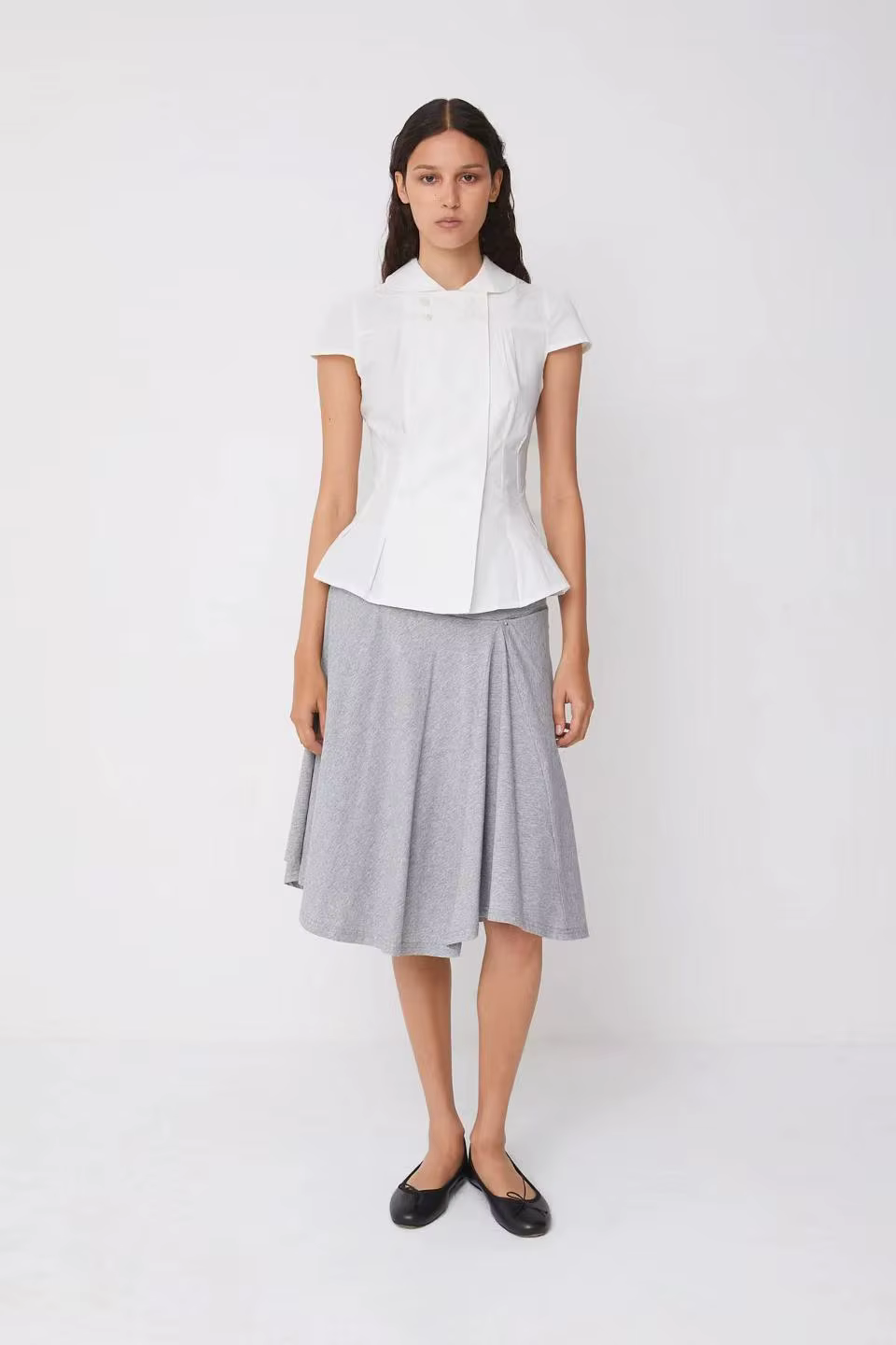 Chemisier blanc Peachy Den à col boutonné
