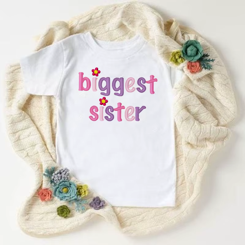 Grande sœur petite sœur jumeaux sœur T-shirt enfants manches courtes hauts correspondant tenue