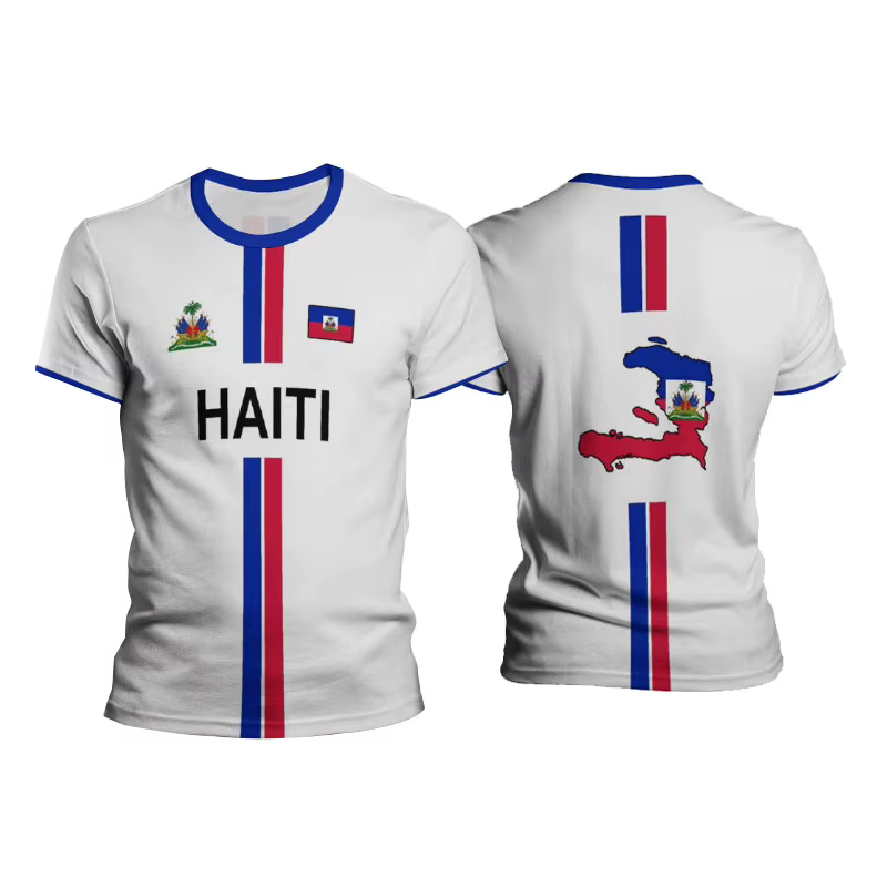Haïti Football t-shirts hommes sport T-shirt drapeau haïtien rue surdimensionné hauts unisexe décontracté graphique