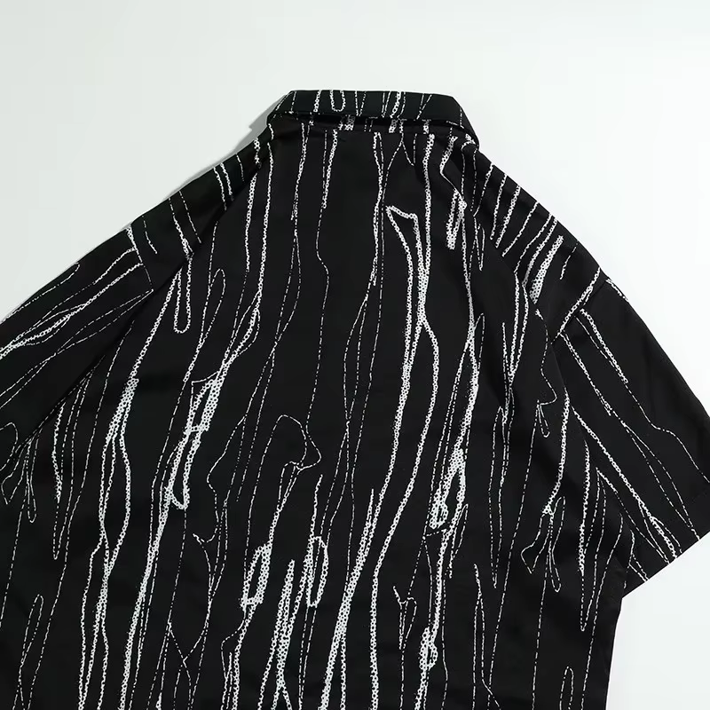 Chemise noire à manches courtes pour hommes