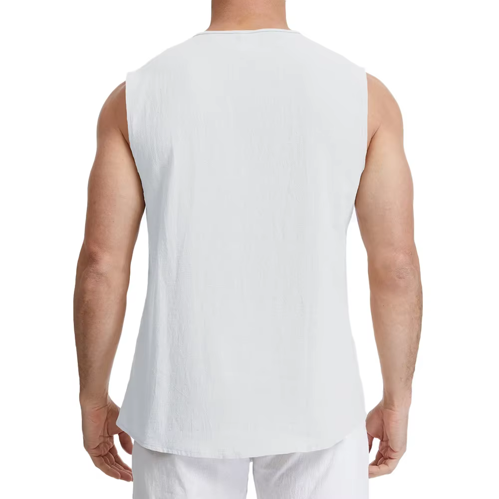 Chemise sans manches vintage à lacets pour homme