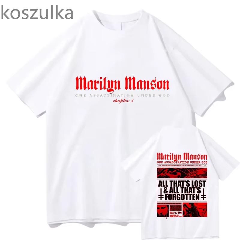 Marilyn Manson T-shirt homme femmes Harajuku col rond été décontracté pur coton mode esthétique unisexe à manches courtes haut