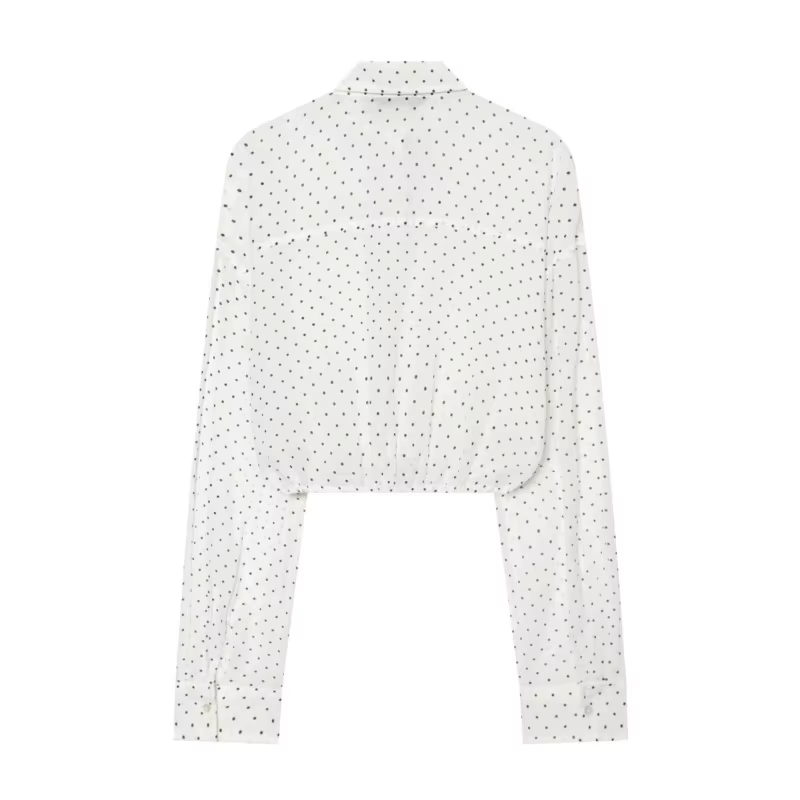 Chemisier court en mousseline pour femme avec cordon de serrage