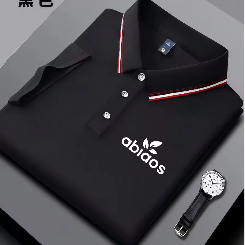Polo noir pour homme avec imprimé « abiaos »