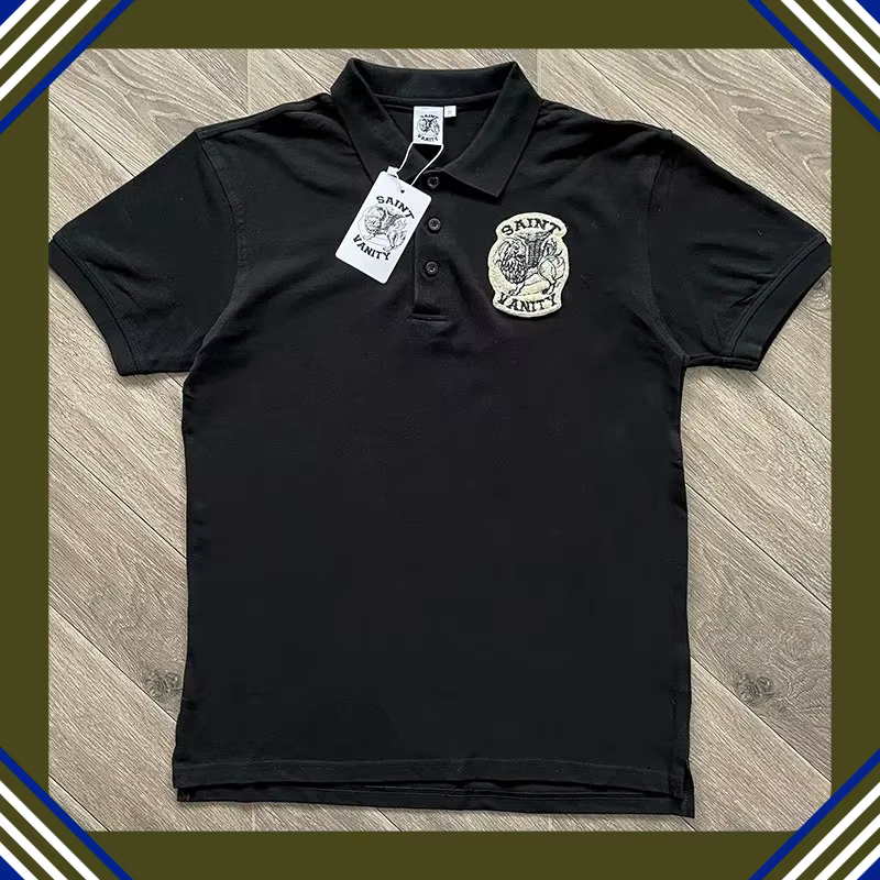 Polo décontracté en coton à manches courtes SAINT VANITY avec imprimé lettres simple