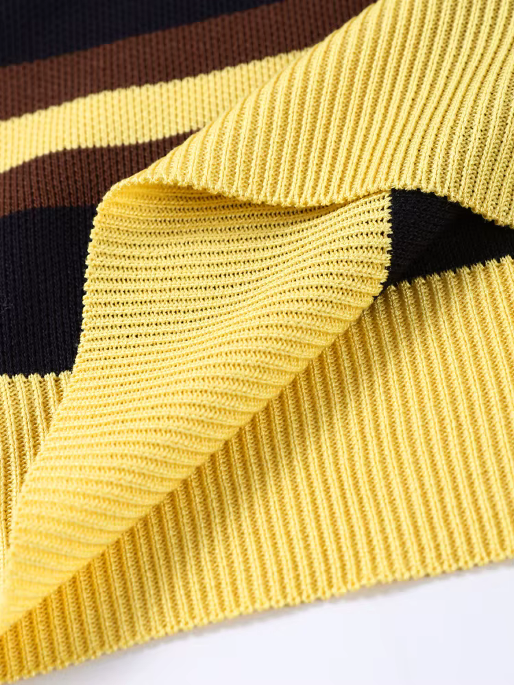 Tricoté côtelé col Polo pull femmes décontracté revers à manches longues coupe ample automne hiver tout-match hauts Chic dame vêtements d'extérieur