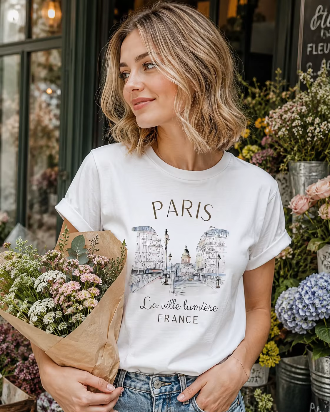 T-shirt années 90 Paris pour femme