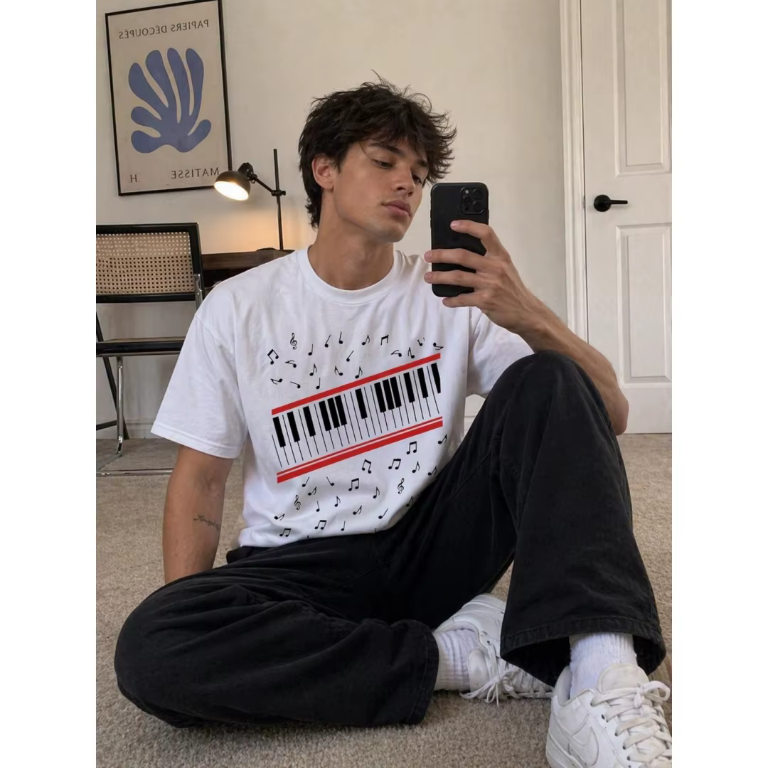 T-shirt Michael J Beat It Clavier de piano