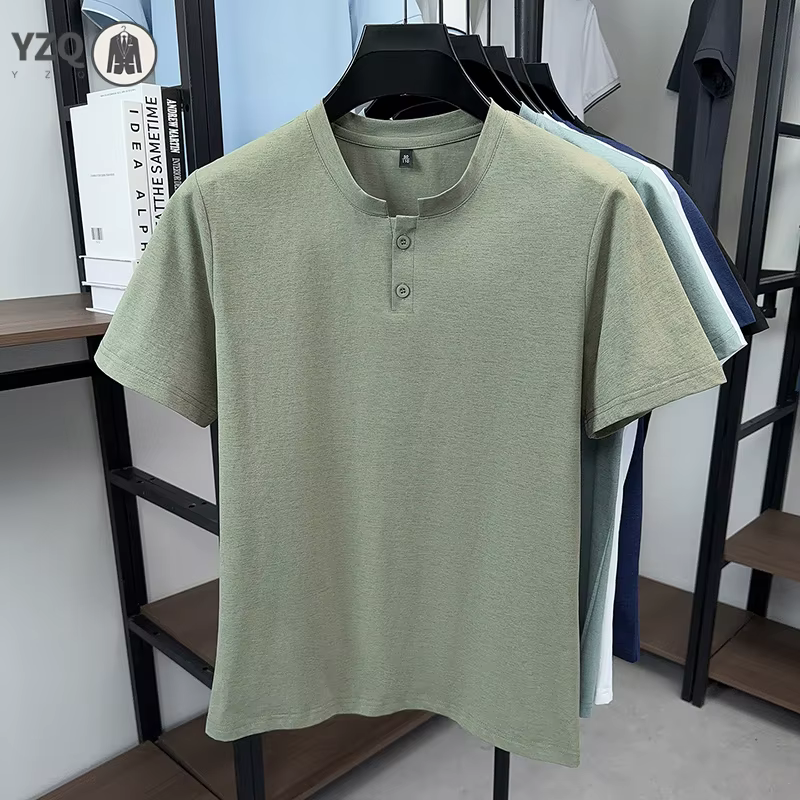 T-shirt à col Henley anti-rides pour homme