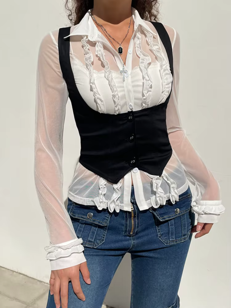 Orifice Goth-Corset Croisé Y2k pour Femme