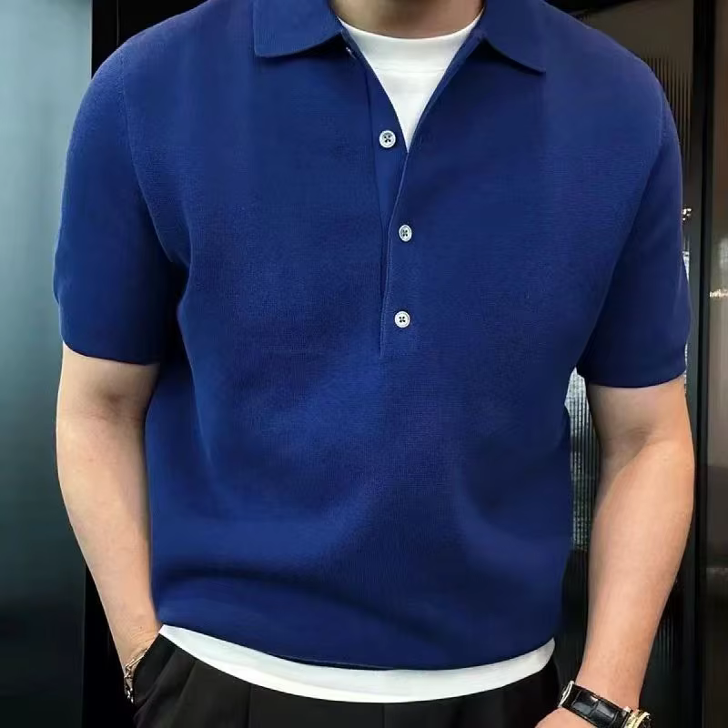 Polos tricotés à manches courtes pour hommes
