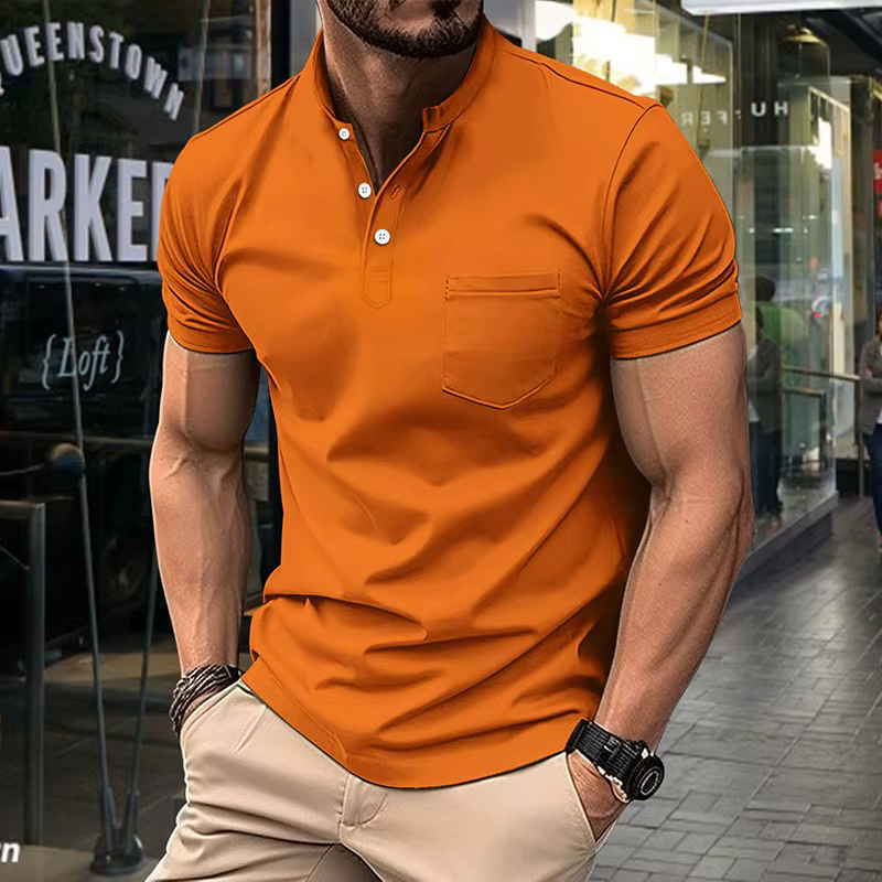 Polo Henley pour homme à manches courtes