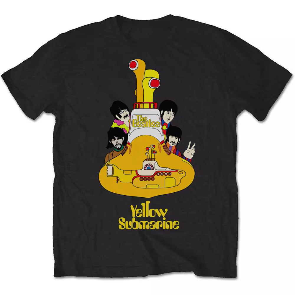 T-Shirt en coton avec image de la bande The Beatles Yellow Submarin