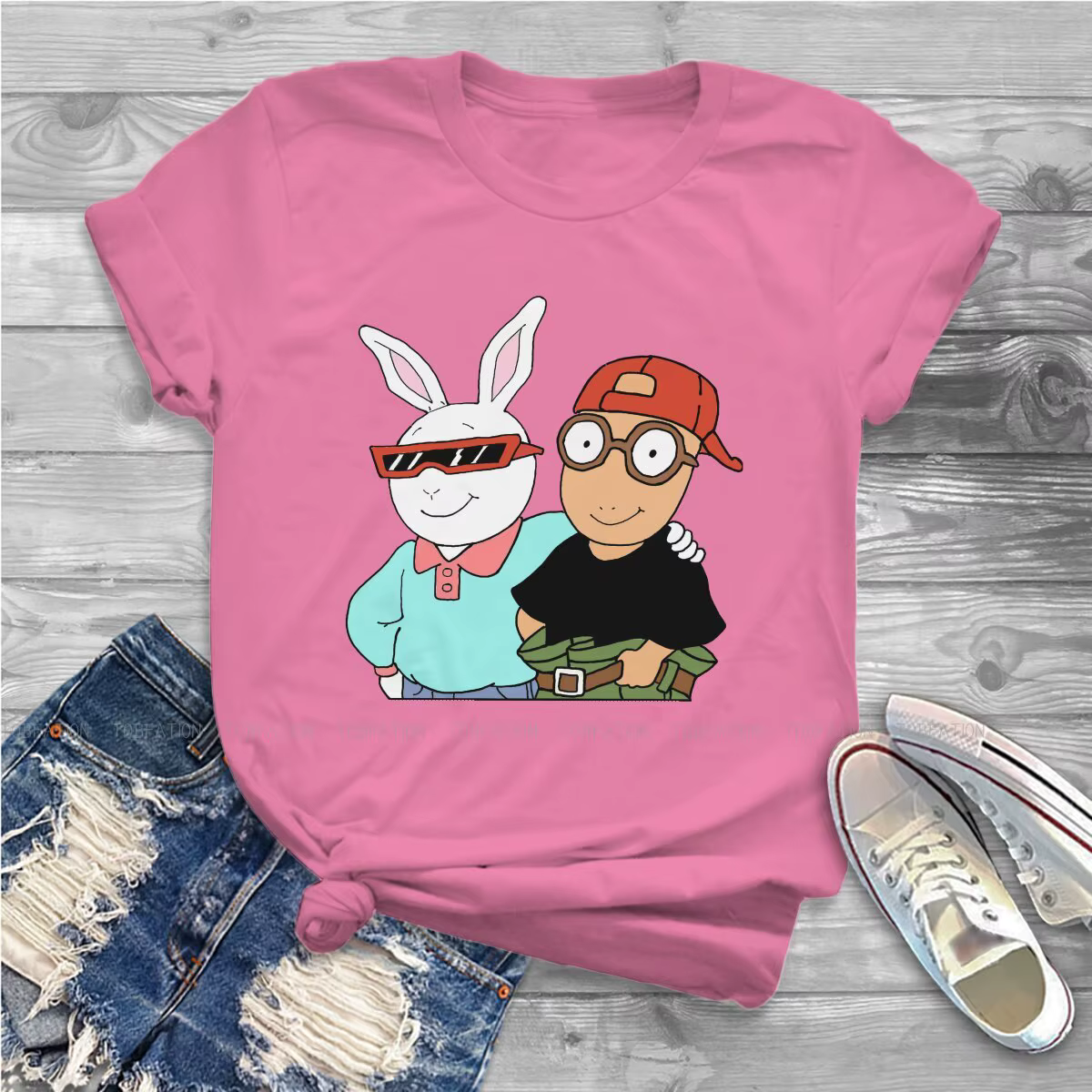 Et Buster – t-shirt col rond surdimensionné pour femme