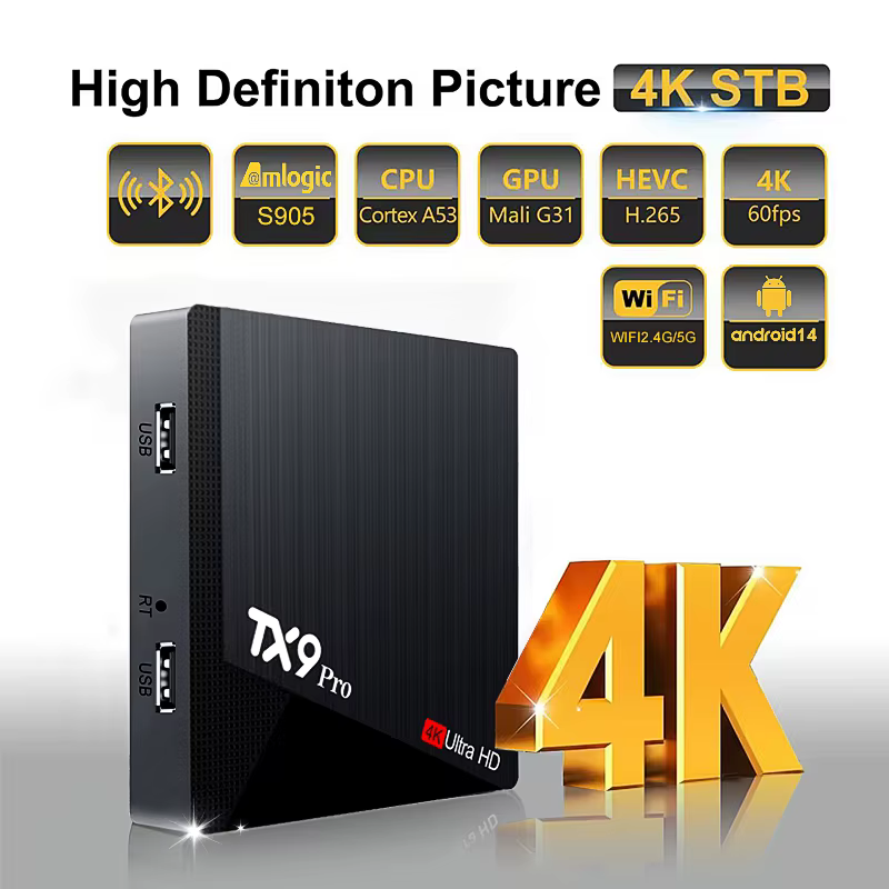 Boîtier IPTV Android 2026 le plus récent 4K 2+16 Go Double WiFi 4G 5G TX9 PRO Boîtier TV intelligent