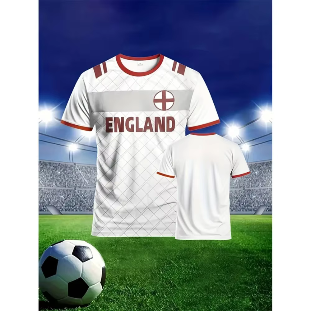 T-shirt de football pour hommes avec drapeau anglais d'été