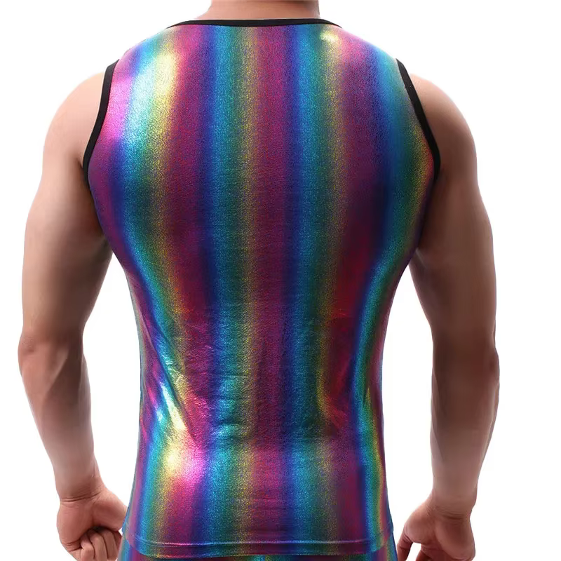 Hommes débardeurs vêtements musculation gymnases débardeur Fitness chemise sans manches rayé brillant maillot de corps mode gilet