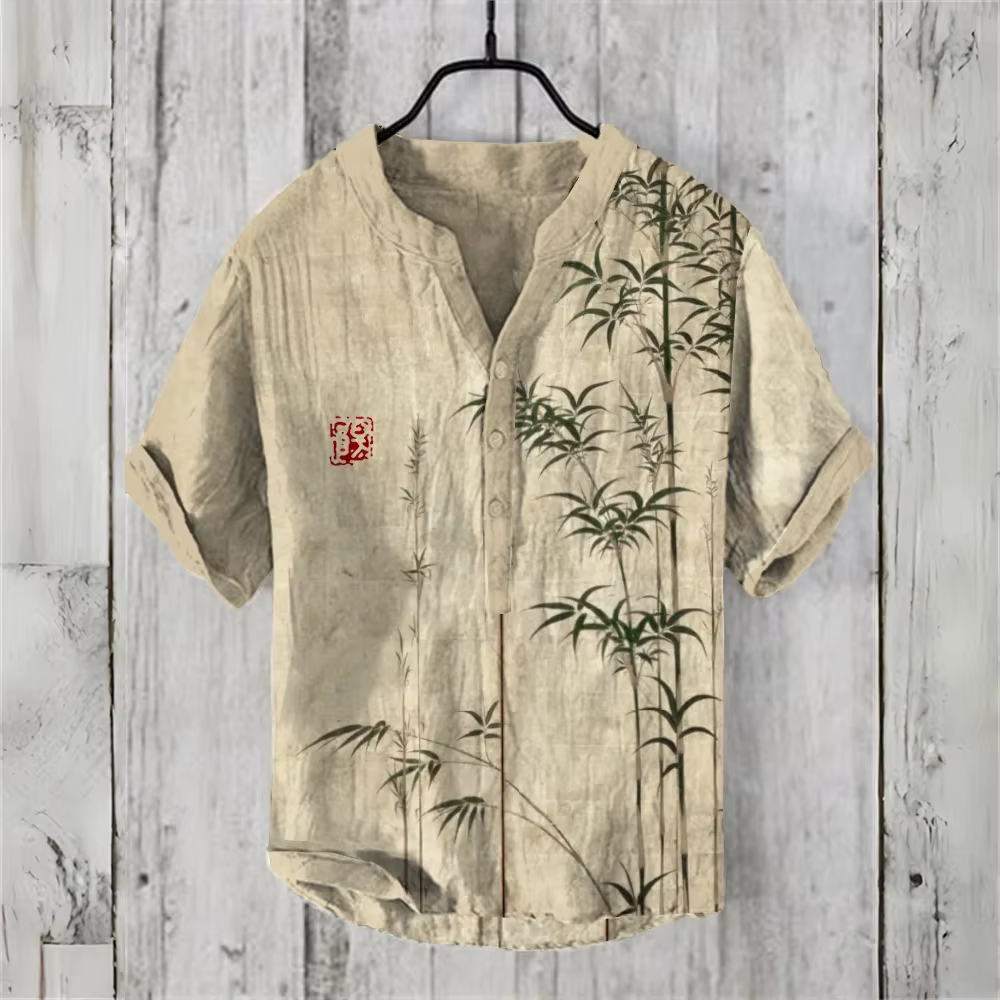POLO chinois rétro à manches courtes pour hommes