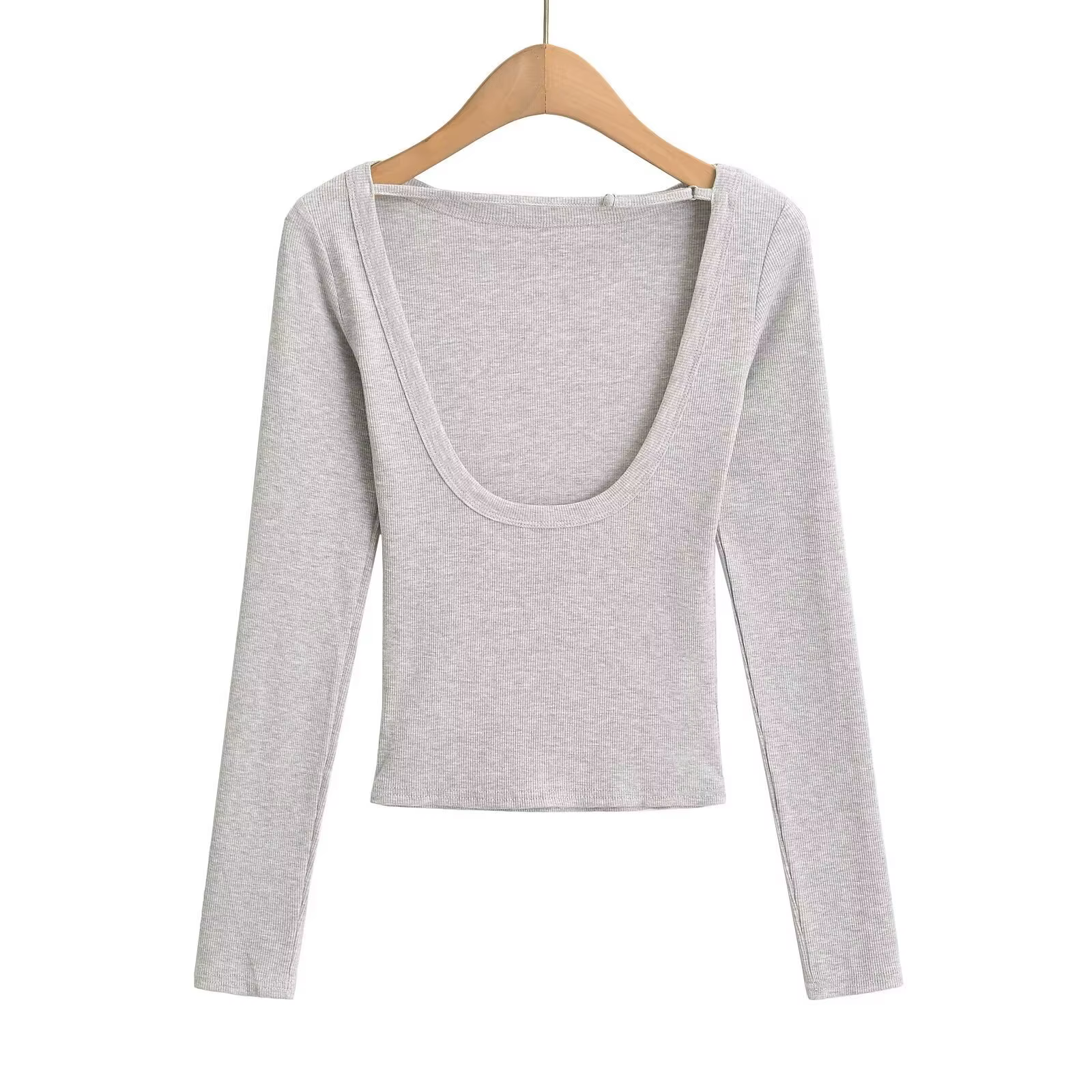 T-shirt manches longues pour femmes, haut à dos ouvert