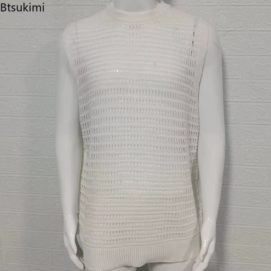 Nouveaux débardeurs tricotés pour hommes 2026 – T-shirts sans manches unis d'été