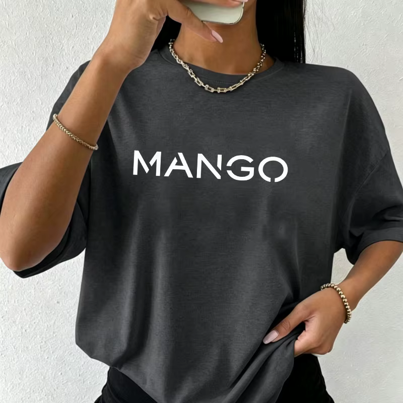 T-shirt décontracté pour femme avec imprimé lettres MANGO