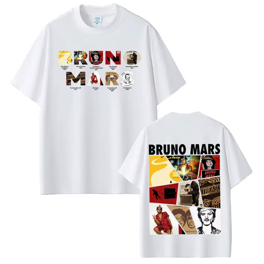 Bruno Mars The Romantic Album Tour 2026 T-shirt homme femme Hip-hop Harajuku T-shirts à manches courtes décontractés amples et surdimensionnés