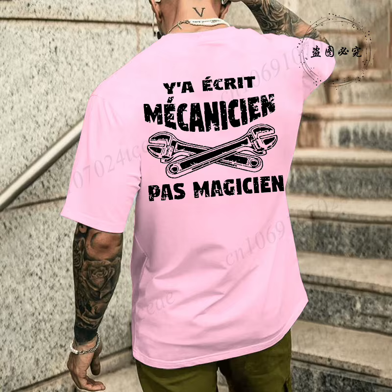 T-shirt d'été pour homme avec impression amusante de mécanicien