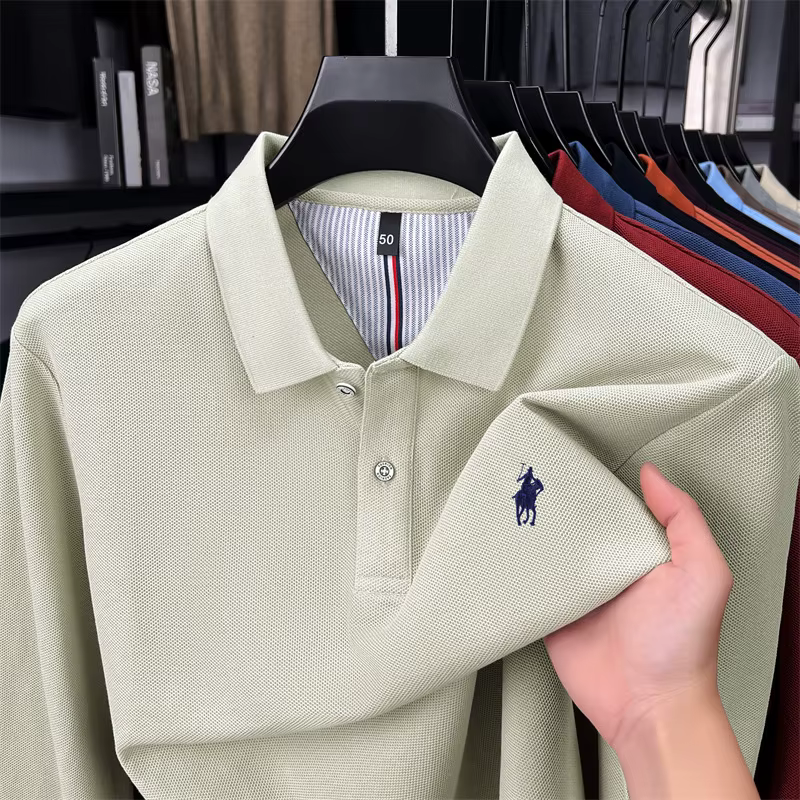 100% coton marque haut de gamme à manches longues polo shirt nouveau Paul Pony brodé luxe confortable hommes d'affaires