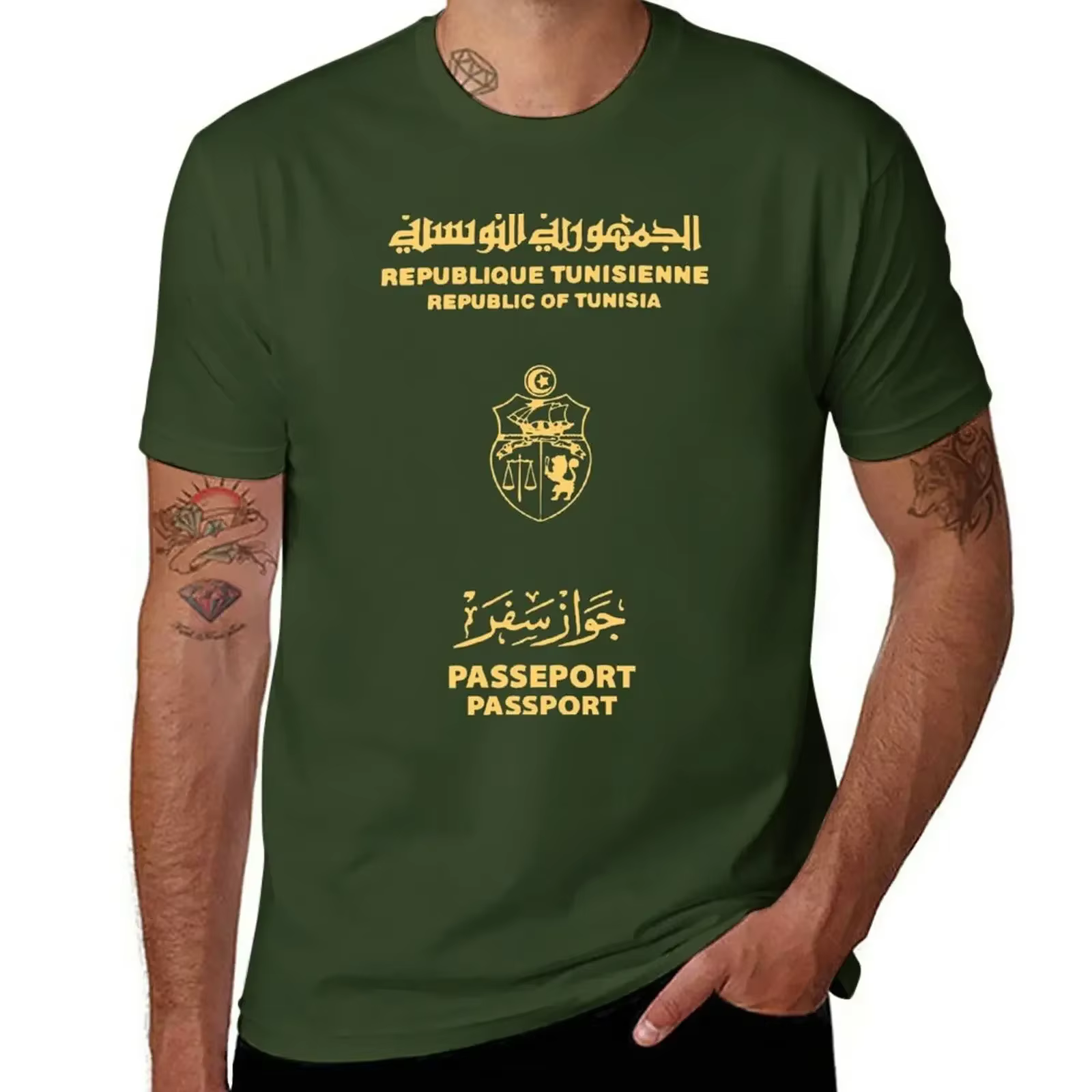 T-shirt à manches courtes avec imprimé animal pour hommes