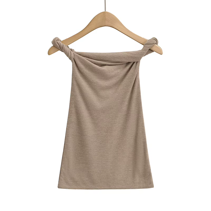 T-shirt à manches courtes et épaules dénudées pour femme