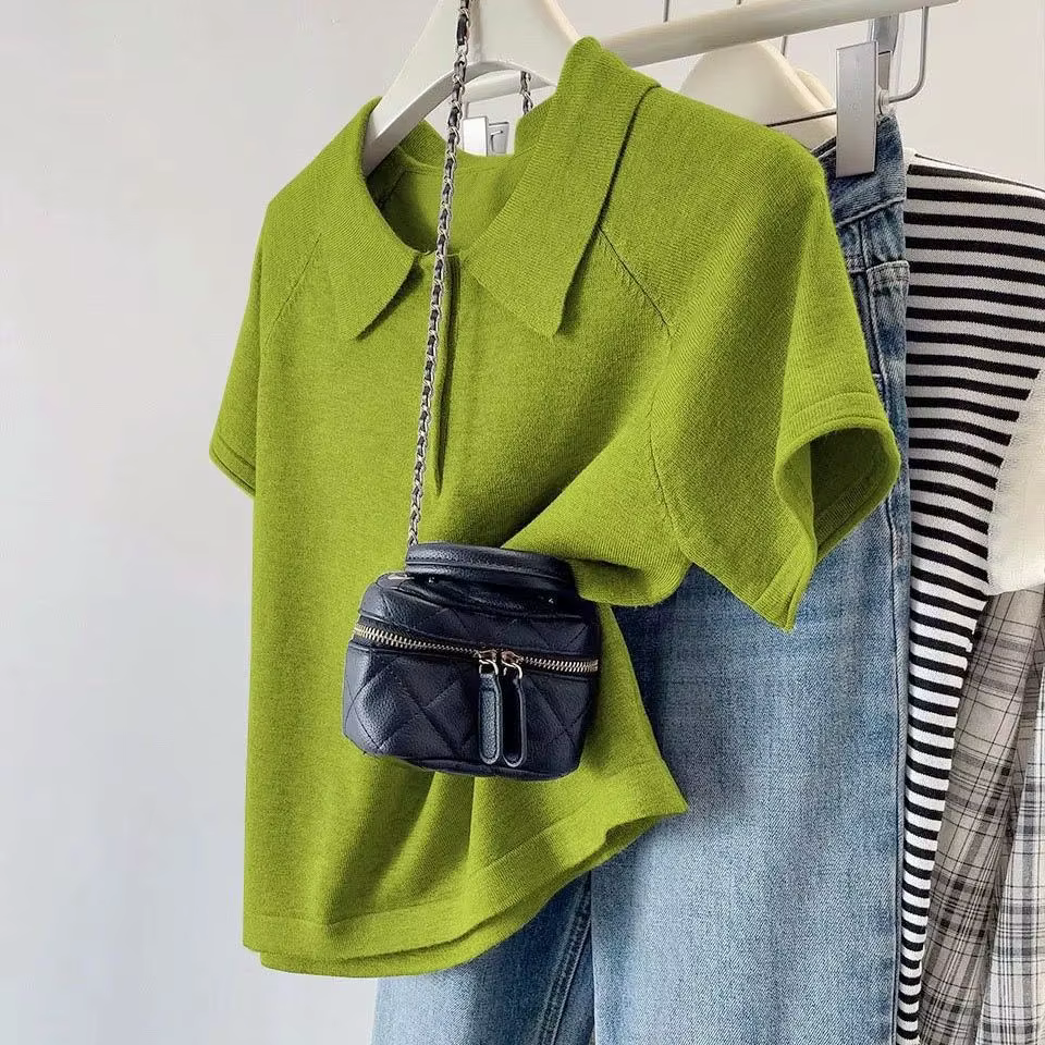 Pulls à manches courtes en tricot pour femmes