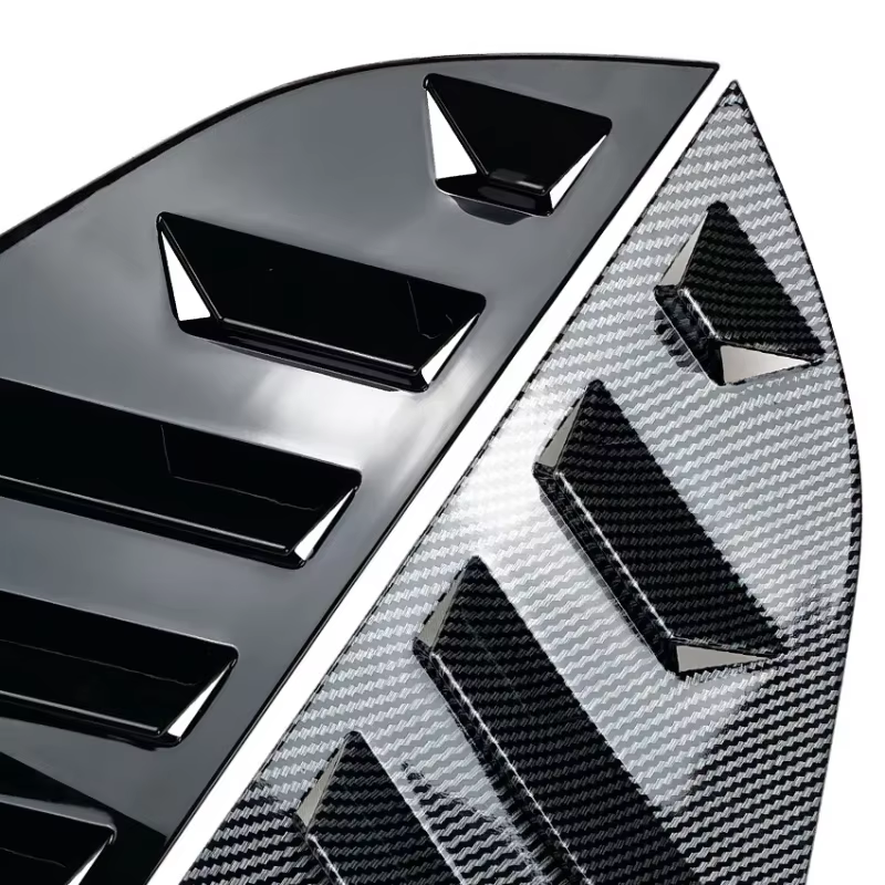 Coques de ventilation latérales pour vitres arrière de voiture, aspect carbone noir brillant, pour VW Polo MK6 2018 2019 2020 2021 2022 2023