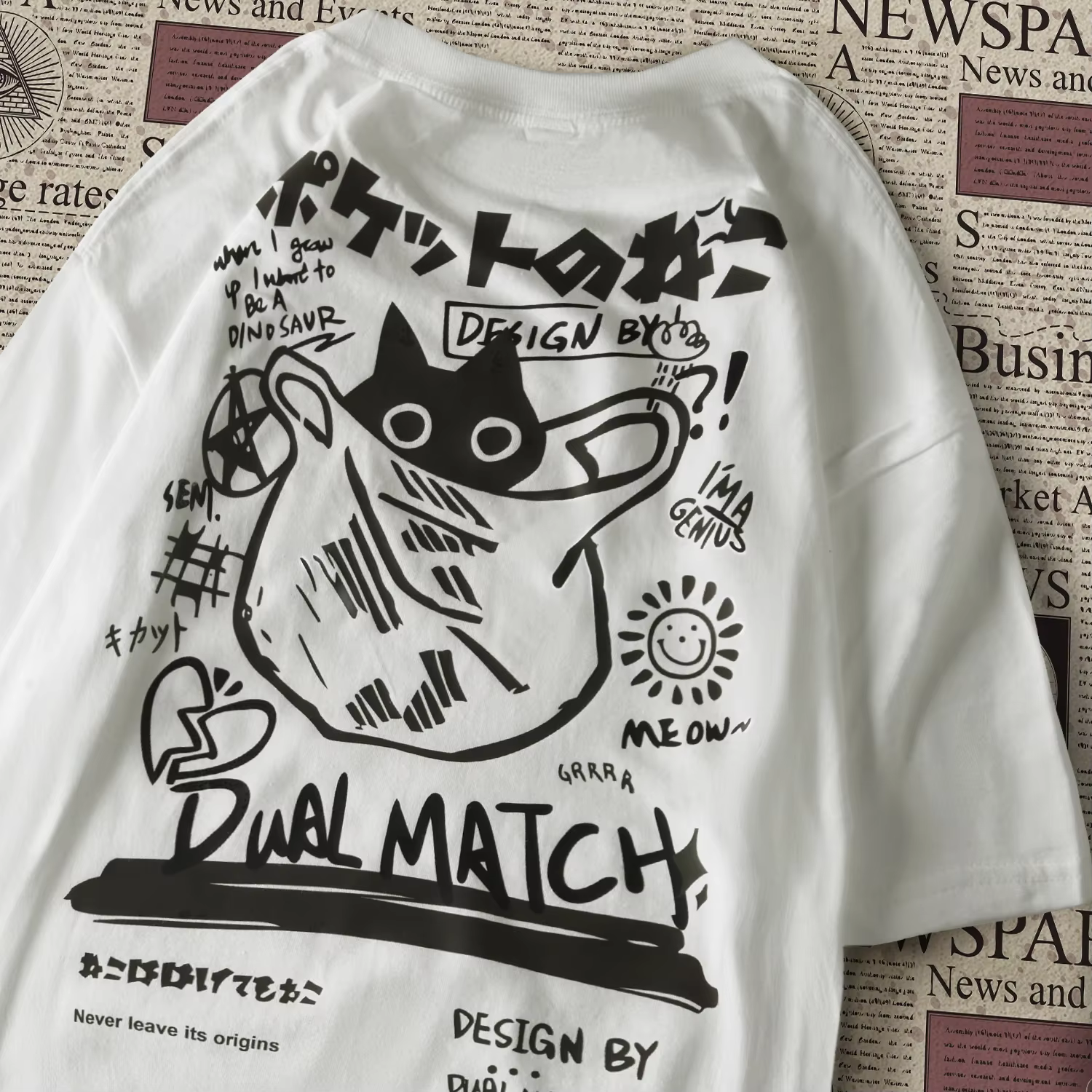 T-shirt à manches courtes pour femmes, dessin animé, Harajuku, Kawaii, imprimé chat, vêtements de rue pour Couple, vêtements amples, Y2K, été, 2024