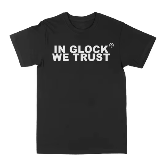 T-shirts graphiques « In Glock We Trust » pour l'été – Coton décontracté à col rond et manches courtes pour hommes et femmes – Coupe ample et tendance