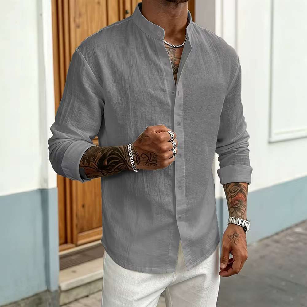 Chemise en coton et lin pour homme