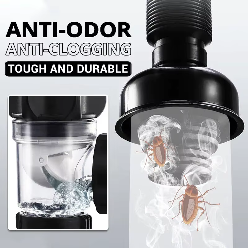 Ensemble de tuyaux de vidange Anti-odeur rabattables, filtre désodorisant rétractable pour évier de cuisine, bec de descente Flexible, salle de bains, Anti-colmatage