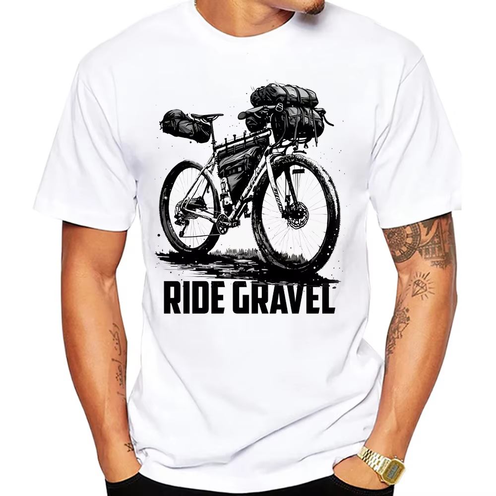 Voyage sur gravier Bikepacking impression T-Shirt été hommes à manches courtes drôle vélo Sport haut pour garçon