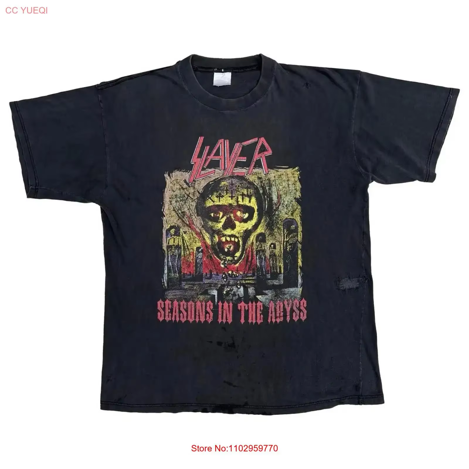 T-shirt vintage Slayer 1990 années 90 Seasons In The Abyss Album Tour Concert Metal
