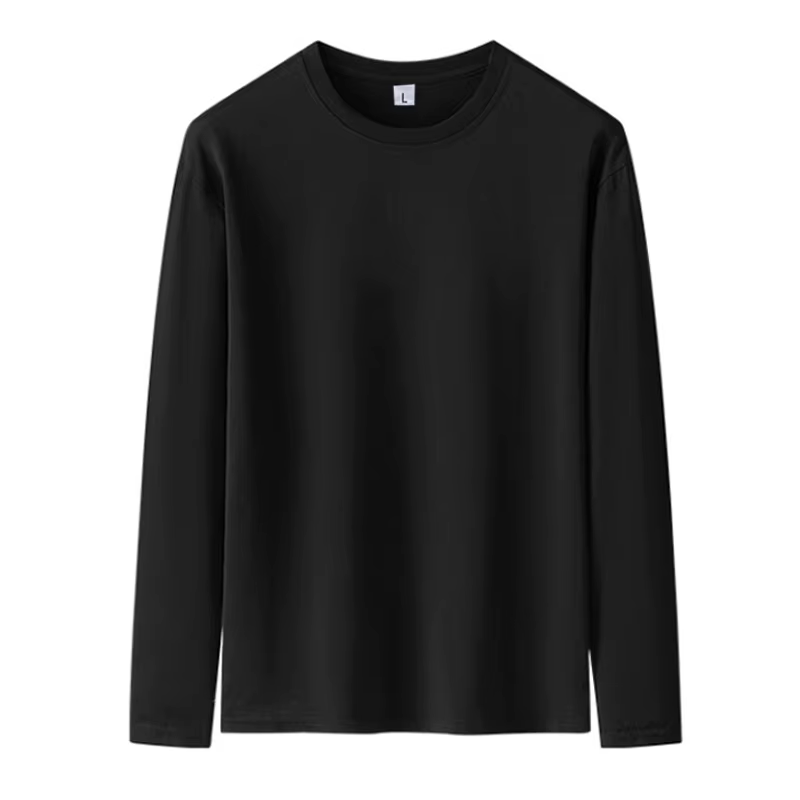 MRMT 2026 T-shirt Homme 180g en Coton Pur Couleur Unie Manches Longues Col Rond Ample Basique